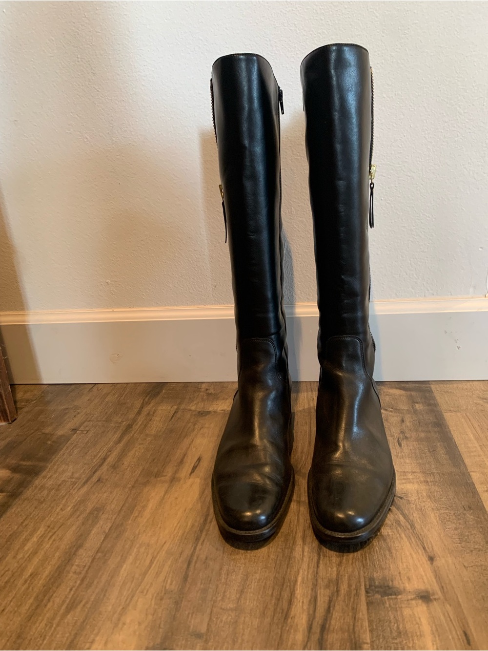 Paul Green Classic Black Knee-High Leather Boots - Riding Style